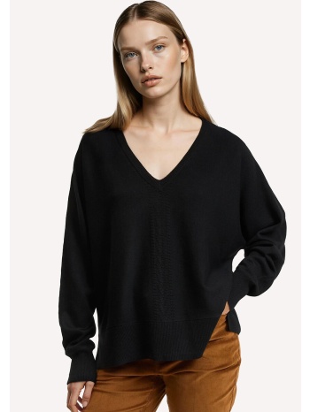 πουλόβερ με v λαιμόκοψη από λεπτή πλέξη