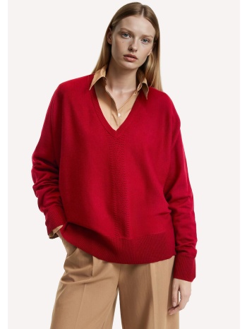 πουλόβερ με v λαιμόκοψη από λεπτή πλέξη