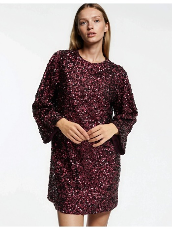 κοντό εβαζέ φόρεμα με παγιέτες και μακριά μανίκια