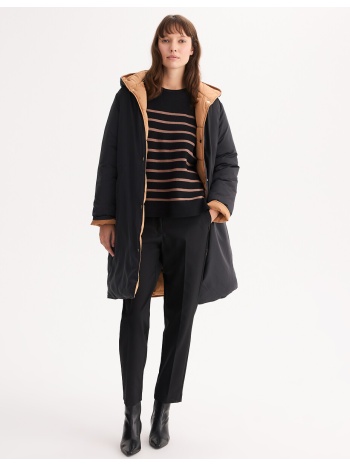 μακρύ μπουφάν με σταθερή κουκούλα