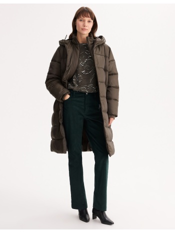 μακρύ μπουφάν με κουκούλα και φερμουάρ