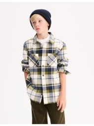 πουκάμισο-ζακέτα με μακριά μανίκια και καρό σχέδιο