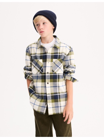 πουκάμισο-ζακέτα με μακριά μανίκια και καρό σχέδιο