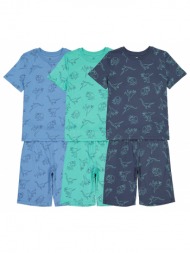 σετ 3 πιτζάμες με σορτς και μοτίβο δεινόσαυρους