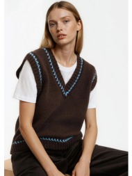 αμάνικο πουλόβερ με v λαιμόκοψη