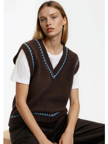 αμάνικο πουλόβερ με v λαιμόκοψη