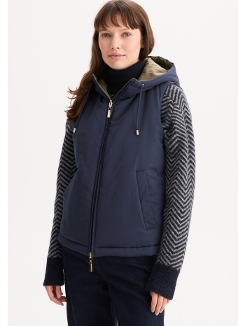 αμάνικο μπουφάν διπλής όψης με κουκούλα