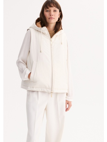 αμάνικο μπουφάν διπλής όψης με κουκούλα