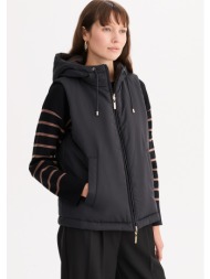 αμάνικο μπουφάν διπλής όψης με κουκούλα