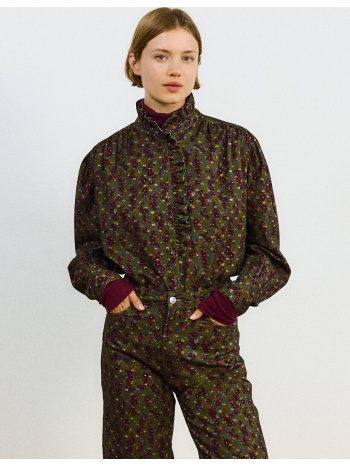 πουκάμισο με στάμπα και βικτωριανό γιακά