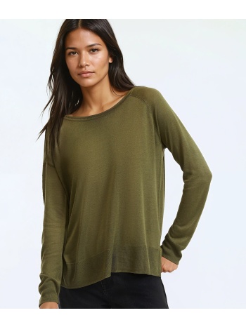 μακρυμάνικο πλεκτό με λεπτή πλέξη και στρογγυλή λαιμόκοψη