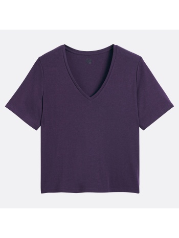 κοντομάνικη μπλούζα με v λαιμόκοψη