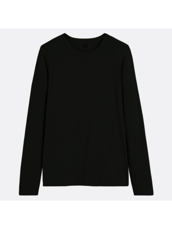 ριχτό μπλουζάκι με στρογγυλή λαιμόκοψη και μακριά μανίκια