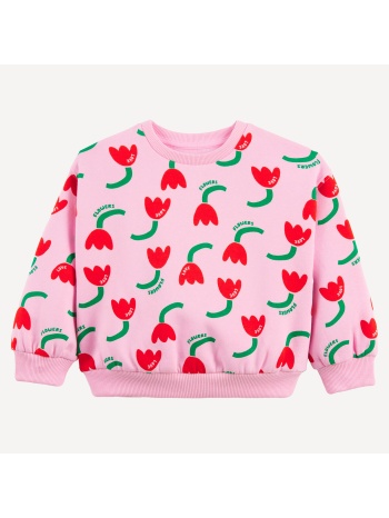 φούτερ με στρογγυλή λαιμόκοψη και φλοράλ στάμπα από φούτερ