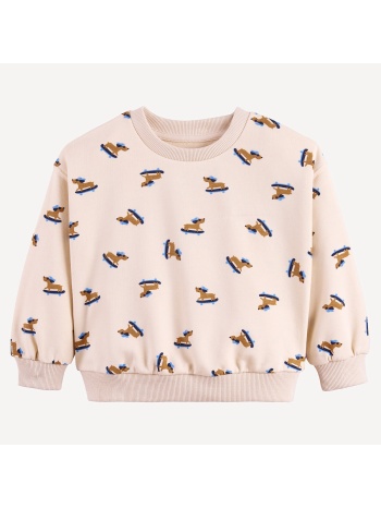 φούτερ με στρογγυλή λαιμόκοψη και στάμπα σκύλους από φούτερ