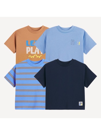 σετ 4 κοντομάνικα μπλουζάκια με στρογγυλή λαιμόκοψη