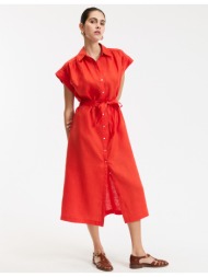 κοντομάνικο λινό φόρεμα