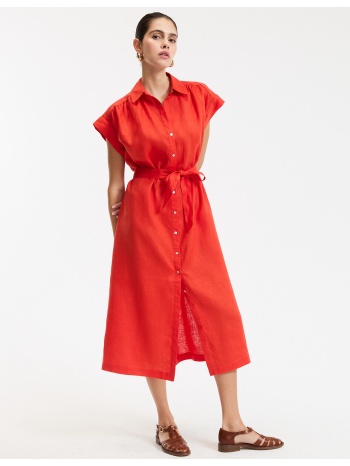 κοντομάνικο λινό φόρεμα