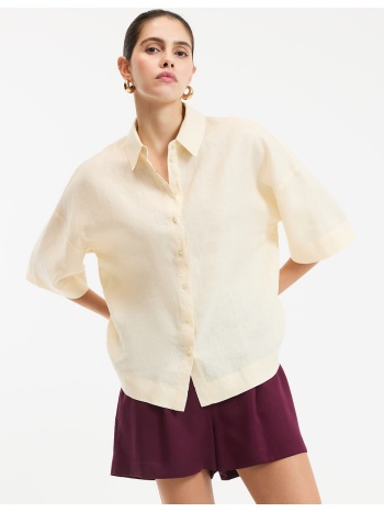 λινό πουκάμισο με μανίκια μέχρι τους αγκώνες