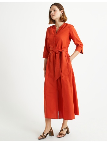 βαμβακερό maxi φόρεμα σε εβαζέ γραμμή