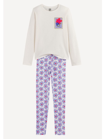 βαμβακερή πιτζάμα με παντελόνι με φλοράλ σχέδιο