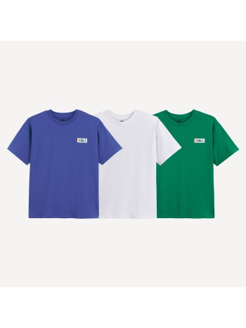 σετ 3 κοντομάνικα μπλουζάκια με στρογγυλή λαιμόκοψη