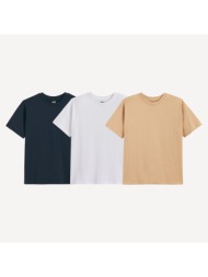 σετ 3 κοντομάνικα μπλουζάκια με στρογγυλή λαιμόκοψη