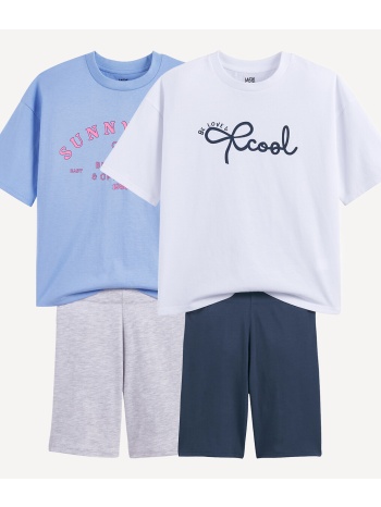 σετ 2 φαρδιά σορτσάκια πιτζάμα με στάμπα