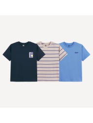 σετ 3 τυπωμένα μπλουζάκια με στρογγυλή λαιμόκοψη και κοντά μανίκια