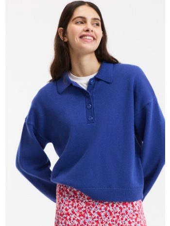 πλεκτή μπλούζα με γιακά πόλο