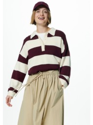 ριγέ πουλόβερ με γιακά πόλο