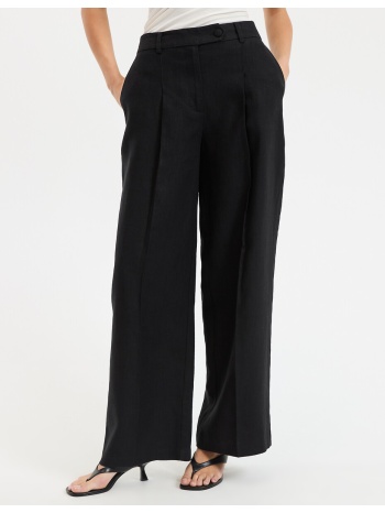 φαρδύ παντελόνι με πιέτες από λινό