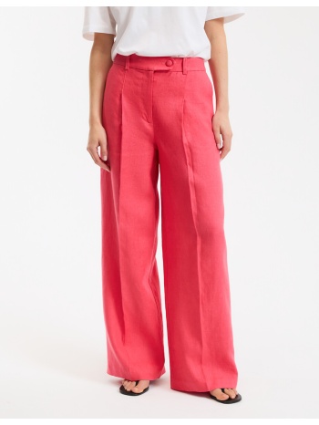 φαρδύ παντελόνι με πιέτες από λινό