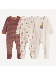 σετ 3 ολόσωμες πιτζάμες βελουτέ