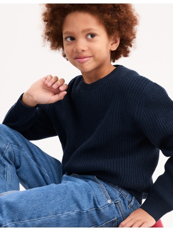 πουλόβερ με στρογγυλή λαιμόκοψη από ριμπ πλεκτή ύφανση