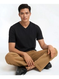 κοντομάνικο βαμβακερό t-shirt με v λαιμόκοψη