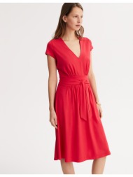 κοντομάνικο μίντι φόρεμα σε εβαζέ γραμμή