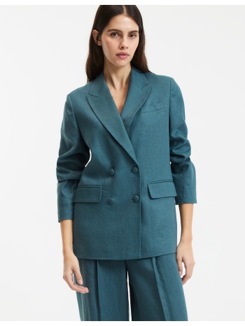 σταυρωτό σακάκι σε φαρδιά γραμμή από λινό