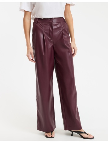 φαρδύ παντελόνι με πιέτες από συνθετικό δέρμα