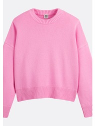 πλεκτή μπλούζα με στρογγυλή λαιμόκοψη