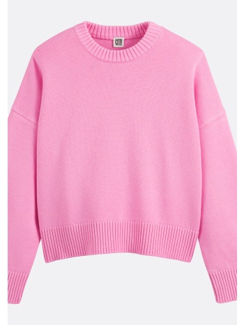 πλεκτή μπλούζα με στρογγυλή λαιμόκοψη