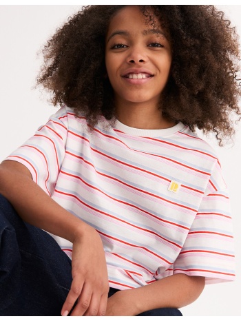 ριγέ μπλουζάκι με στρογγυλή λαιμόκοψη και κοντά μανίκια