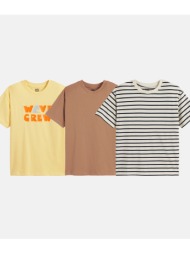 σετ 3 t-shirts με στρογγυλή λαιμόκοψη και κοντά μανίκια