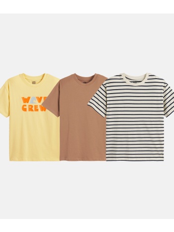 σετ 3 t-shirts με στρογγυλή λαιμόκοψη και κοντά μανίκια