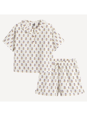 βαμβακερό πυτζαμάκι σορτς με ινδικό φλοράλ σχέδιο