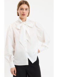 βαμβακερό πουκάμισο με φιόγκο στο λαιμό