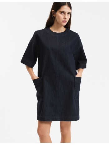 ισια κοντή τζιν φόρεμα με κοντά μανίκια