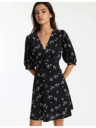 κοντό ίσιο φόρεμα με φλοράλ μοτίβο και κοντά μανίκια