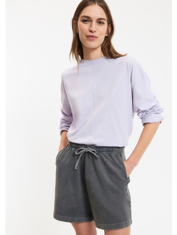 μπλούζα με στρογγυλή λαιμόκοψη και μακριά μανίκια