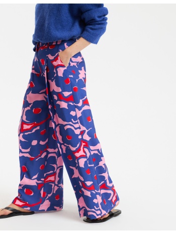 παντελόνι φαρδύ με πιέτες και σχέδιο